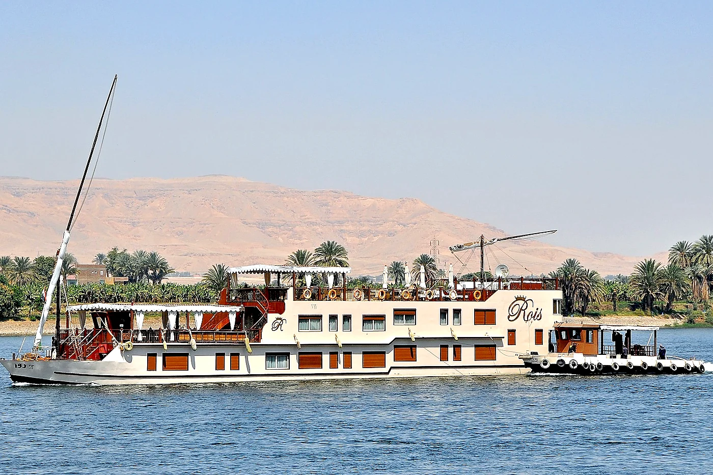 Nile cruise boat sailing from Luxor to Aswan on a luxury Egypt trip