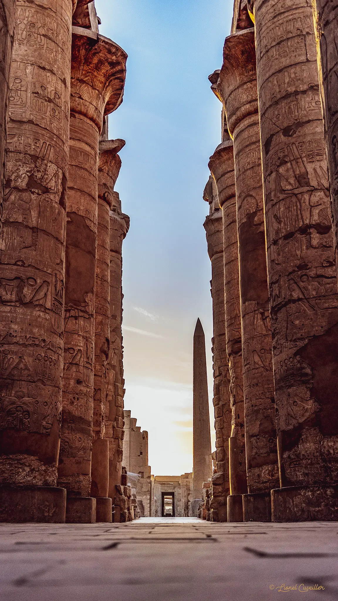 Hypostyle hall columns at Karnak Temple on the East Bank of Luxor