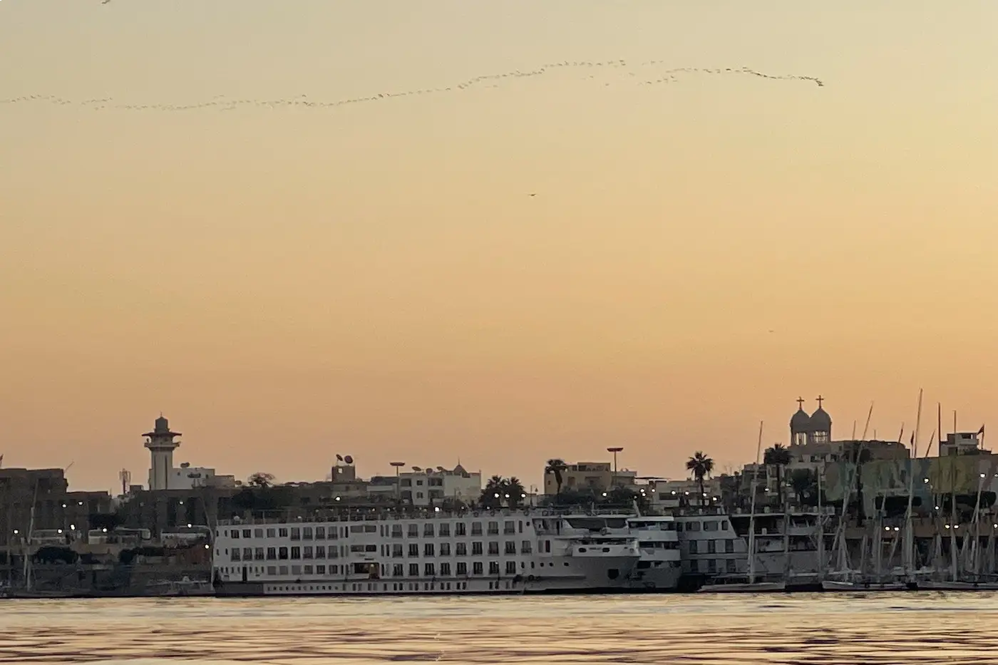 Sunrise over Luxor and the Nile before a private Luxor day trip