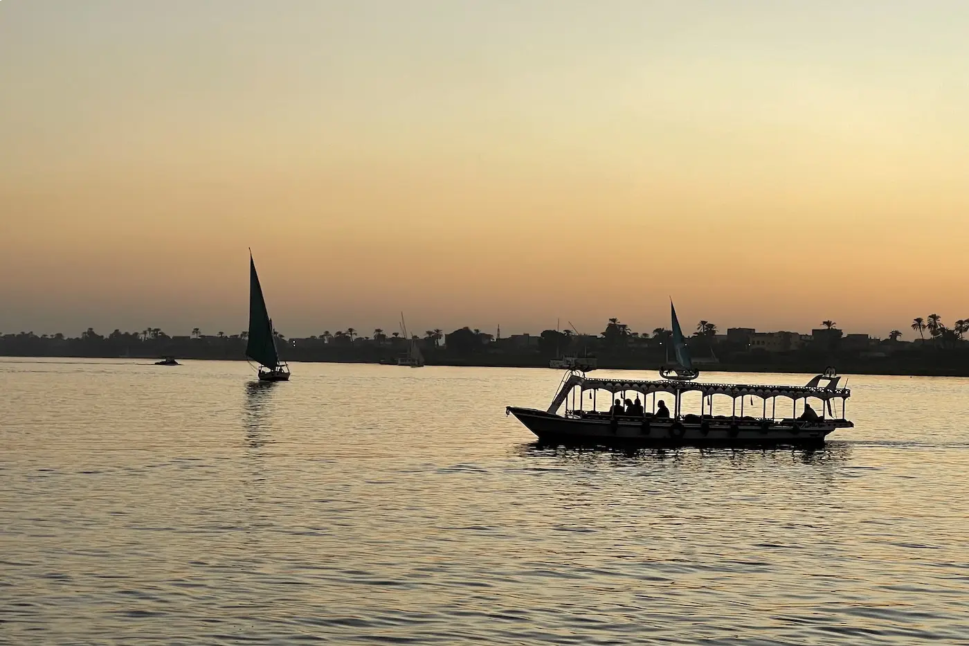 Sunset on the Nile in Luxor between the East and West Banks