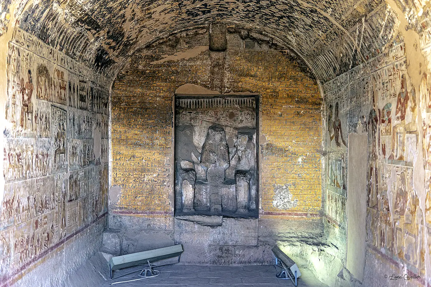 Painted tomb interior at El Kab, an overlooked Upper Egypt site visited from Luxor