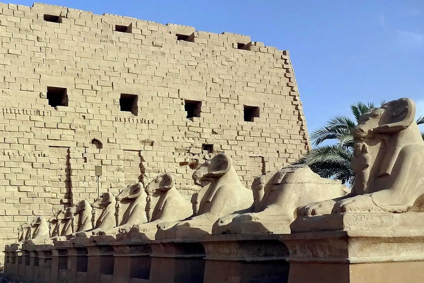 The ram-headed Avenue of Sphinxes at Karnak, the processional route that once linked Karnak to Luxor Temple