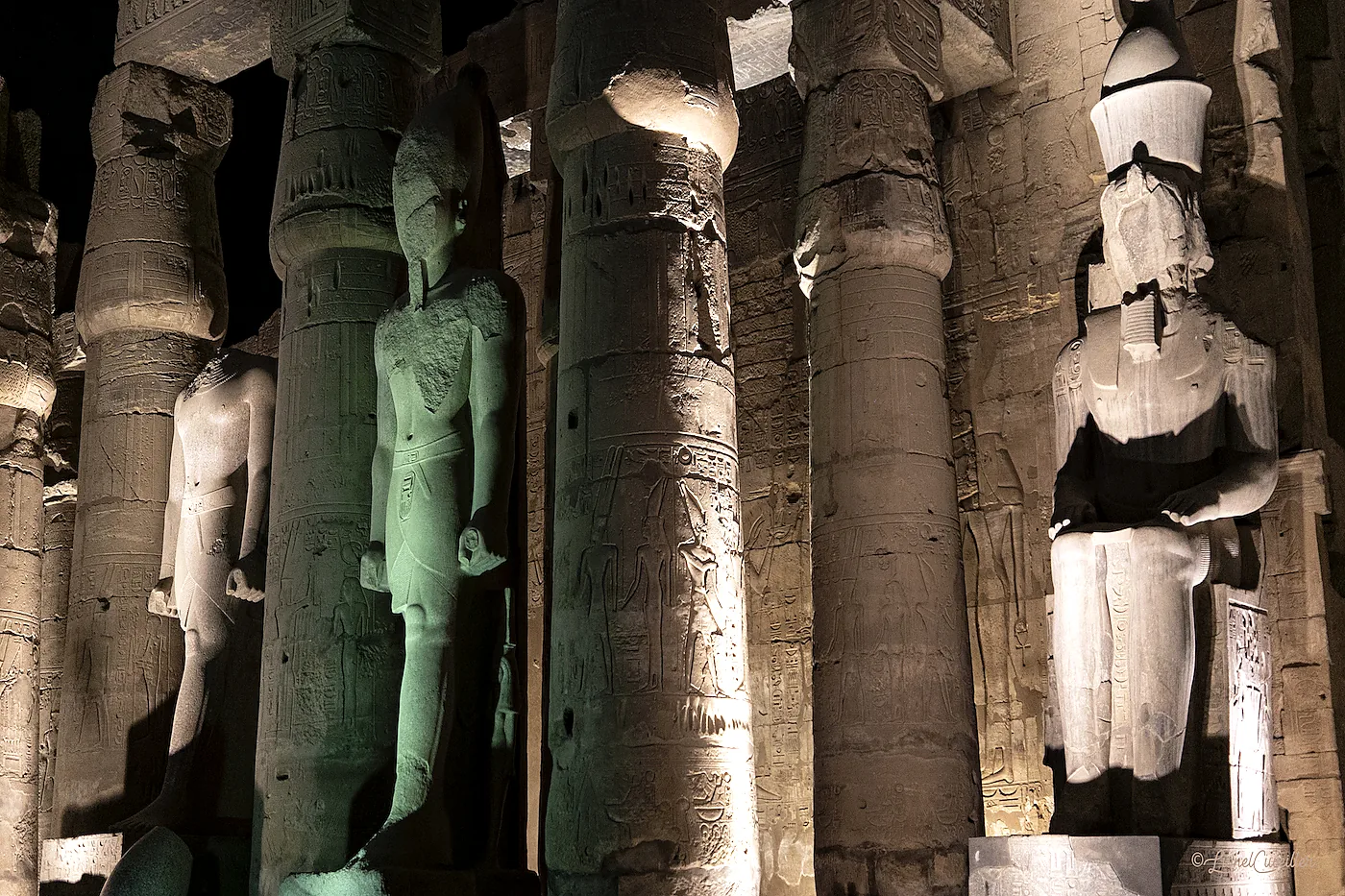 Karnak Temple illuminated at night during the sound and light show near Luxor Temple