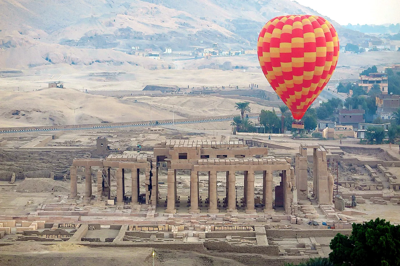 Sunrise hot air balloon flight over Luxor's West Bank and the Valley of the Kings